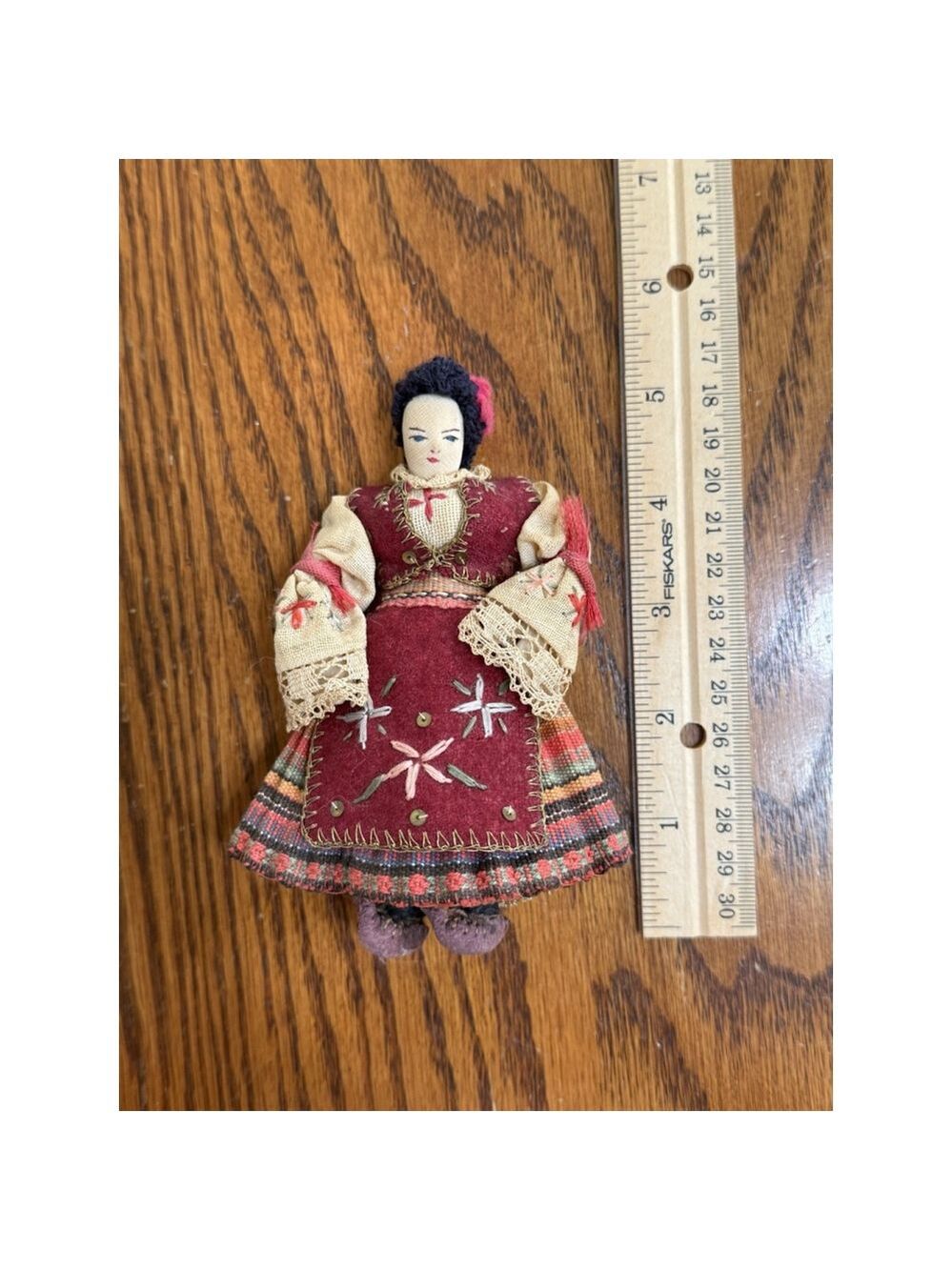 Vintage Handmade Russian Eastern European Doll Festive Dress - Picture 5 of 7